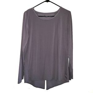 Athleta Essence Long Sleeve Semi Fit Top Flagstone Gray Tie Back Large